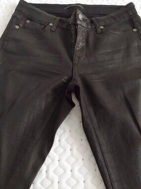 Fidelity Denim Jean Co. Women 30x31 'Ginza Slick' Black Wet Look Skinny Jeans
